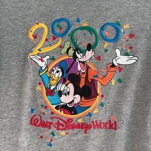 Like New- 2000 Disney Y2K Vintage Raised Embroidered Gray Graphic Tee - Adult L